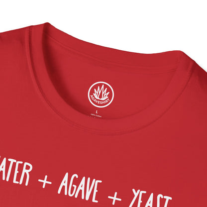 Amazing Tequila Recipe Agave Shirt — "Water + Agave + Yeast + Sergio Cruz = Amazing Tequila" | Unisex Softstyle T-Shirt