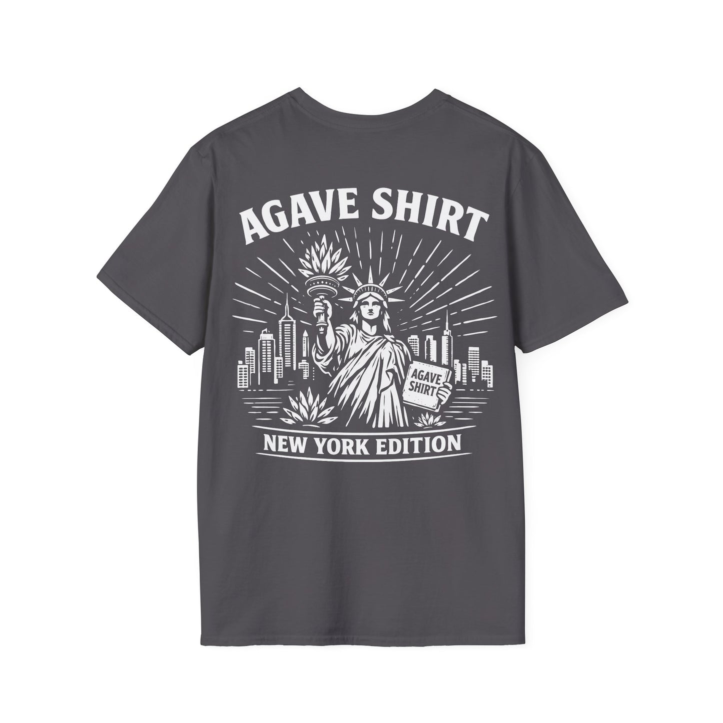 New York Edition Agave Shirt — Lady Liberty Cityscape | Gildan 64000 | Unisex Softstyle Tee