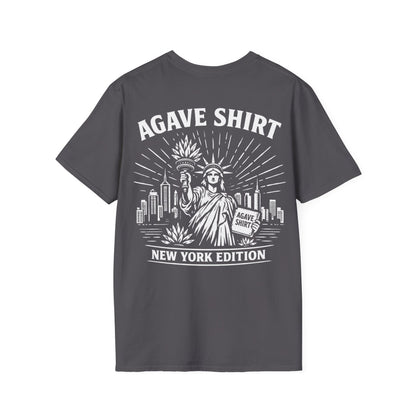 New York Edition Agave Shirt — Lady Liberty Cityscape | Gildan 64000 | Unisex Softstyle Tee