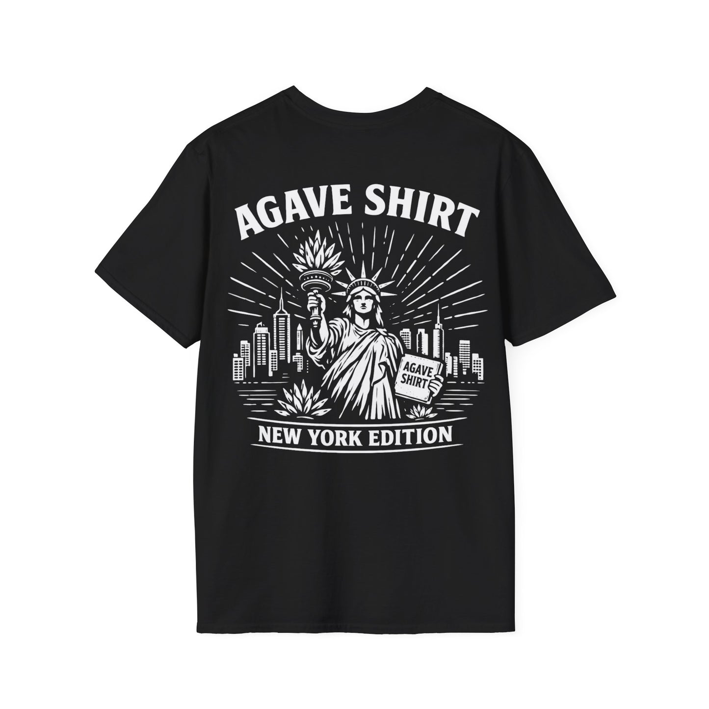 New York Edition Agave Shirt — Lady Liberty Cityscape | Gildan 64000 | Unisex Softstyle Tee