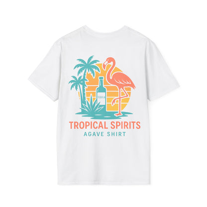 Florida Vibes Tropical Spirits — Flamingo Beach | Gildan 64000 | Unisex Softsyle Cotton Tee