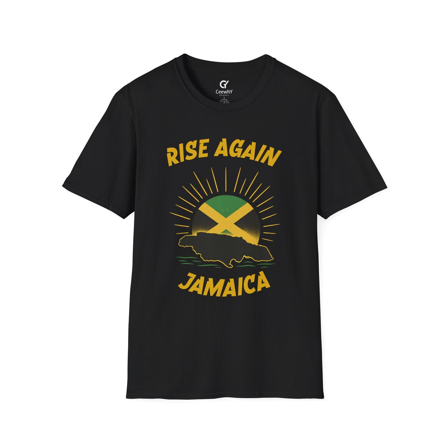 Rise Again Jamaica Campaign — Jamaican Flag Sunset T-Shirt | Gildan 64000