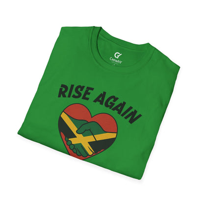 Rise Again Jamaica Campaign — Unity Heart Flag T-Shirt | Gildan 64000