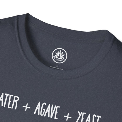 Amazing Tequila Recipe Agave Shirt — "Water + Agave + Yeast + Sergio Cruz = Amazing Tequila" | Unisex Softstyle T-Shirt