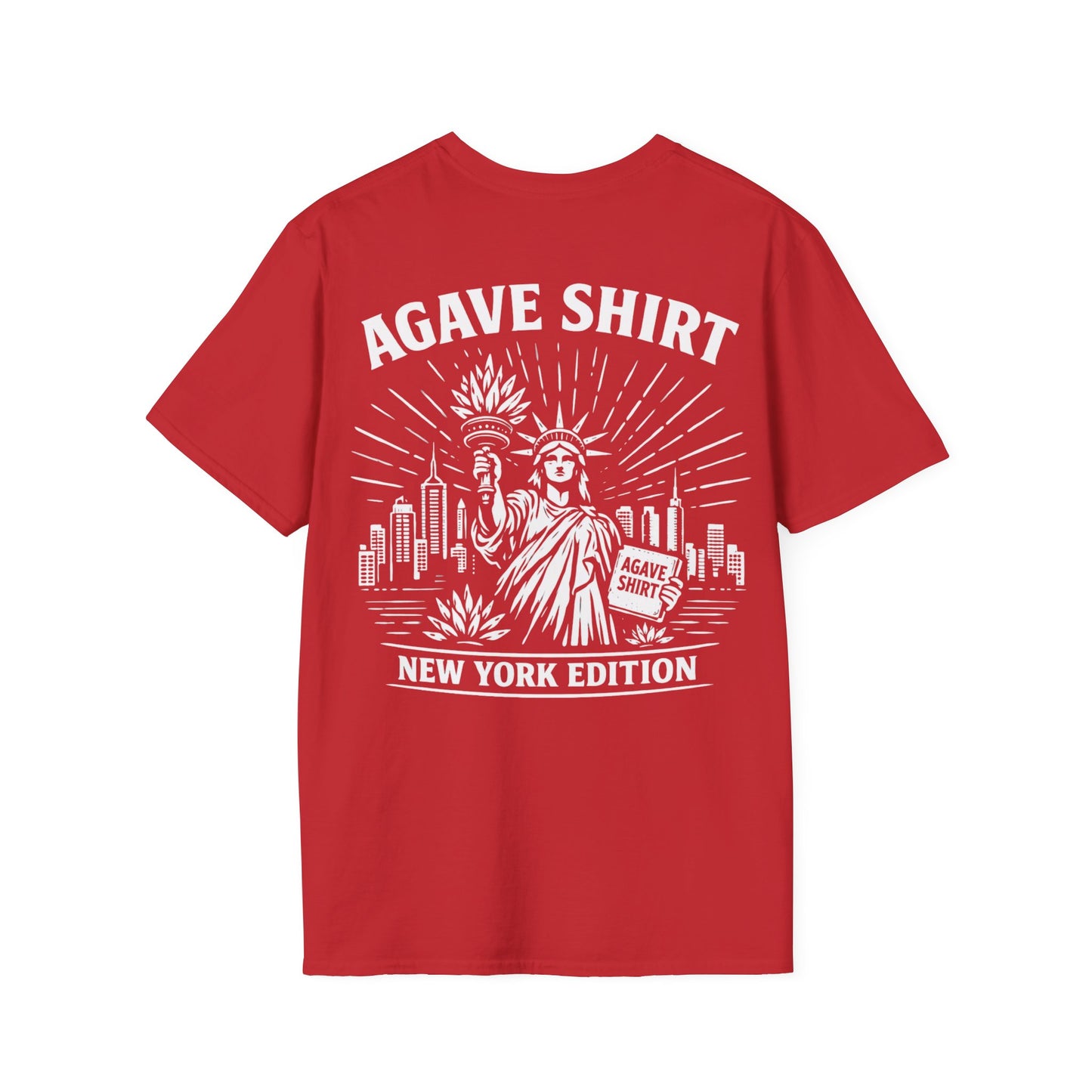 New York Edition Agave Shirt — Lady Liberty Cityscape | Gildan 64000 | Unisex Softstyle Tee