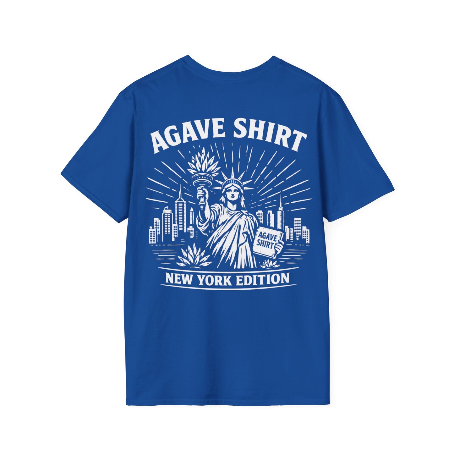 New York Edition Agave Shirt — Lady Liberty Cityscape | Gildan 64000 | Unisex Softstyle Tee