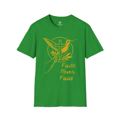 Rise Again Jamaica — Faith Never Fails T-Shirt — Doctor Bird & Cross | Gildan 64000