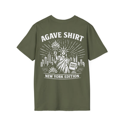 New York Edition Agave Shirt — Lady Liberty Cityscape | Gildan 64000 | Unisex Softstyle Tee