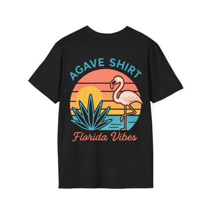Florida Vibes Agave Shirt — Flamingo Sunset | Gildan 64000 | Unisex Softstyle Cotton Tee