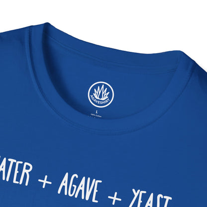 Amazing Tequila Recipe Agave Shirt — "Water + Agave + Yeast + Sergio Cruz = Amazing Tequila" | Unisex Softstyle T-Shirt