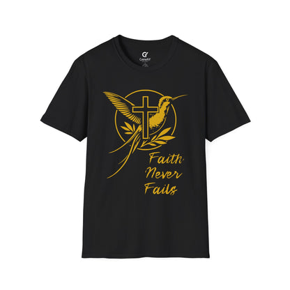 Rise Again Jamaica — Faith Never Fails T-Shirt — Doctor Bird & Cross | Gildan 64000