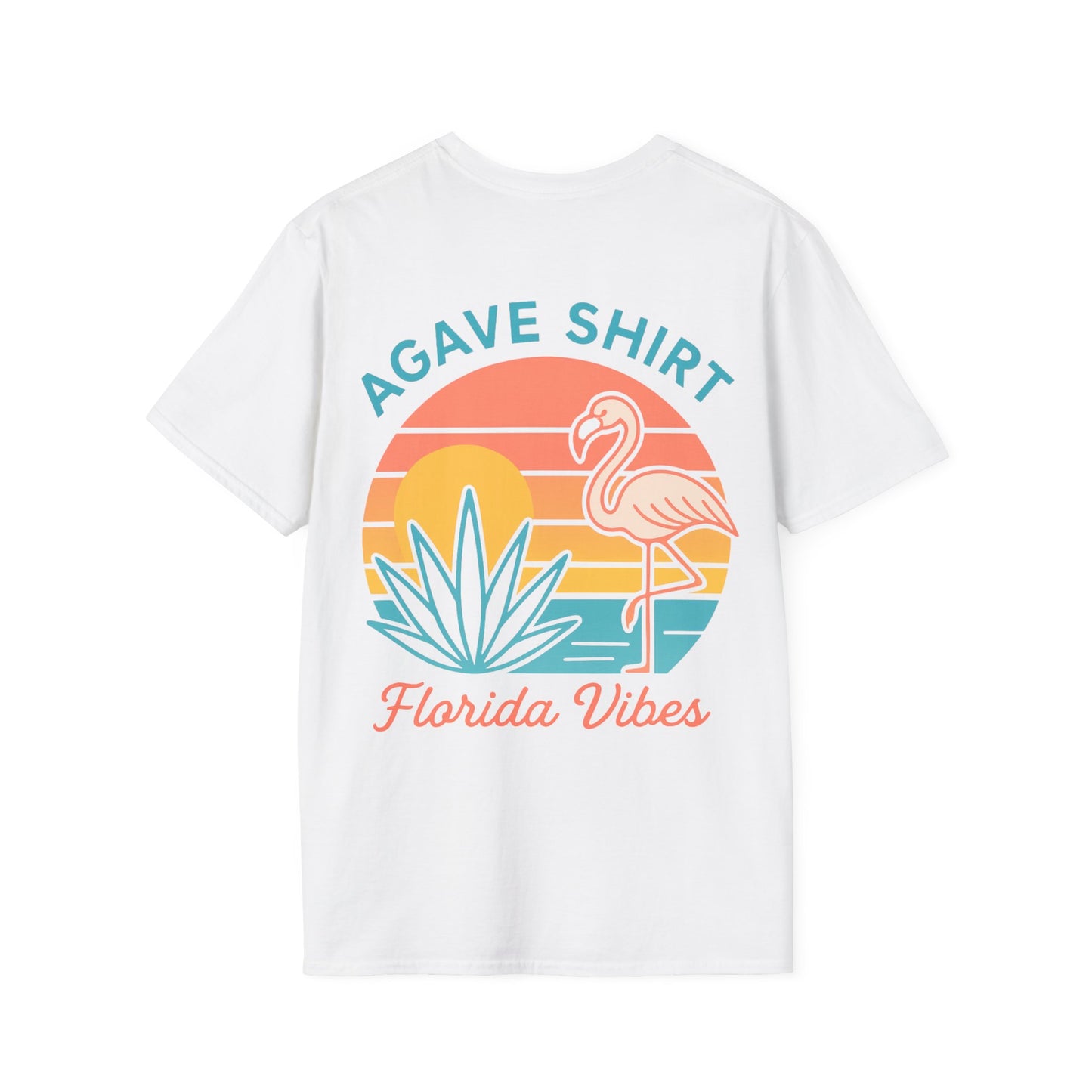 Florida Vibes Agave Shirt — Flamingo Sunset | Gildan 64000 | Unisex Softstyle Cotton Tee