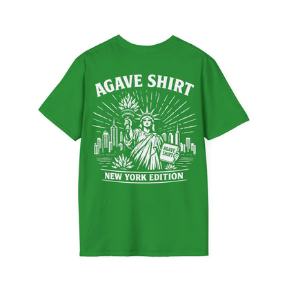 New York Edition Agave Shirt — Lady Liberty Cityscape | Gildan 64000 | Unisex Softstyle Tee