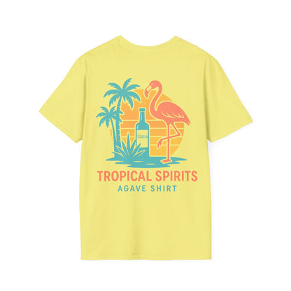 Florida Vibes Tropical Spirits — Flamingo Beach | Gildan 64000 | Unisex Softsyle Cotton Tee
