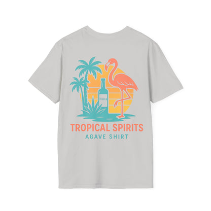 Florida Vibes Tropical Spirits — Flamingo Beach | Gildan 64000 | Unisex Softsyle Cotton Tee