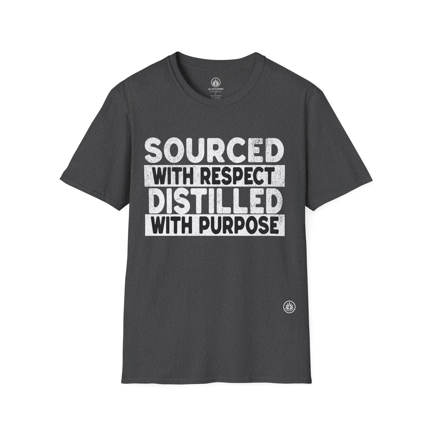 Sourced With Respect, Distilled With Purpose | Agave Shirt | Gildan 64000 | Unisex Softstyle Cotton T-Shirt
