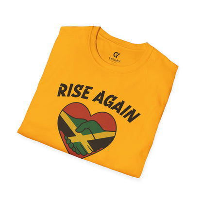 Rise Again Jamaica Campaign — Unity Heart Flag T-Shirt | Gildan 64000