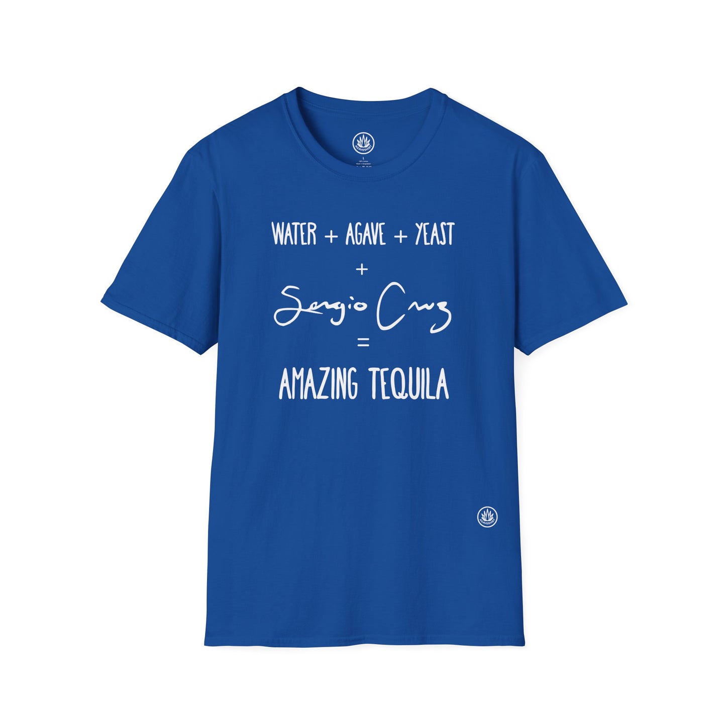 Amazing Tequila Recipe Agave Shirt — "Water + Agave + Yeast + Sergio Cruz = Amazing Tequila" | Unisex Softstyle T-Shirt