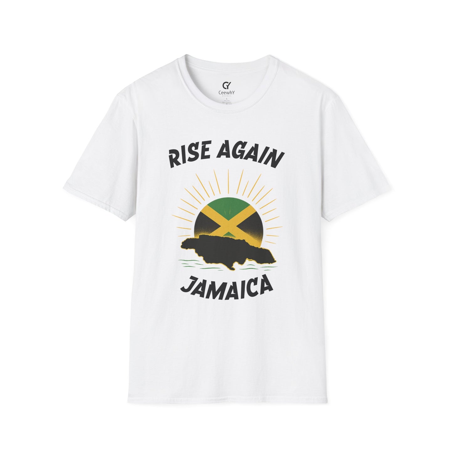 Rise Again Jamaica Campaign — Jamaican Flag Sunset T-Shirt | Gildan 64000