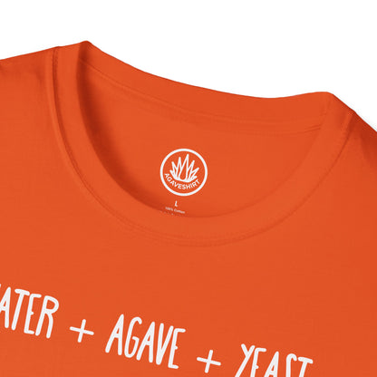 Amazing Tequila Recipe Agave Shirt — "Water + Agave + Yeast + Sergio Cruz = Amazing Tequila" | Unisex Softstyle T-Shirt