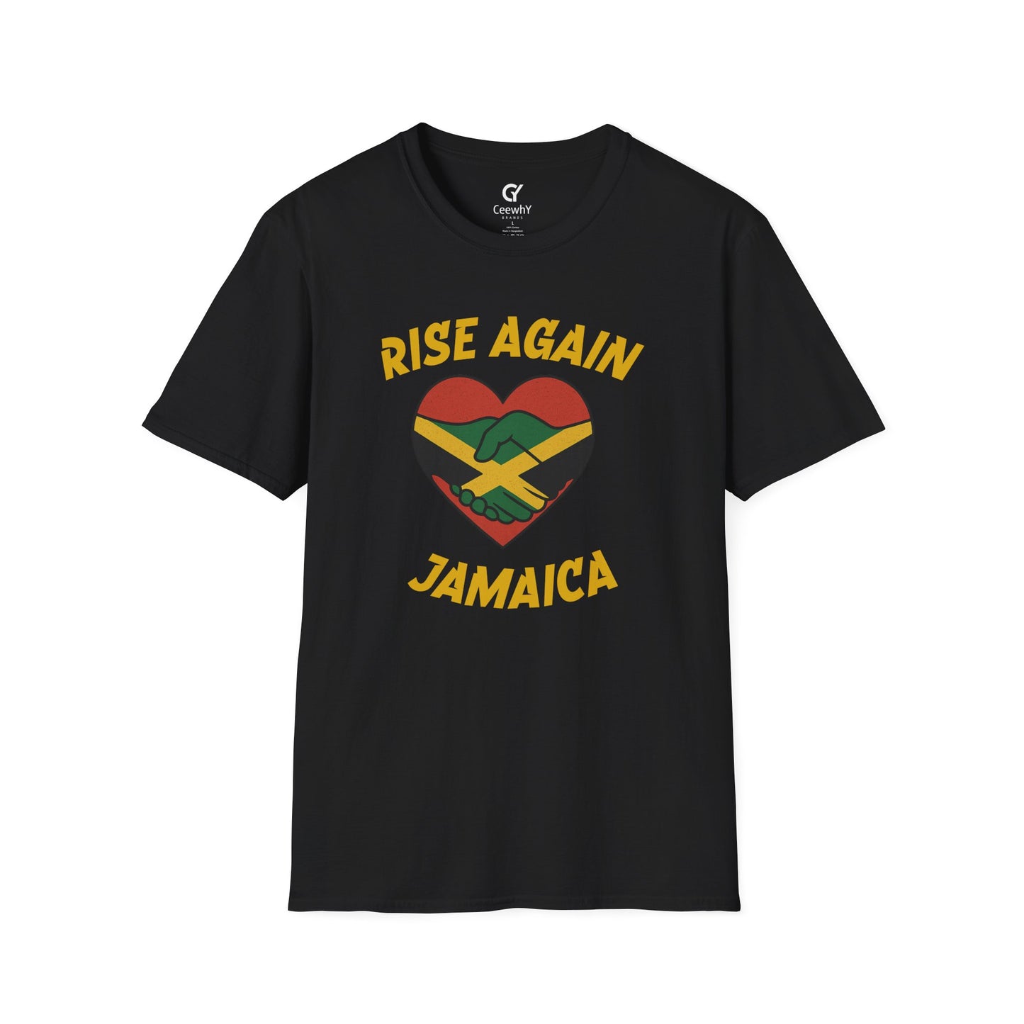 Rise Again Jamaica Campaign — Unity Heart Flag T-Shirt | Gildan 64000