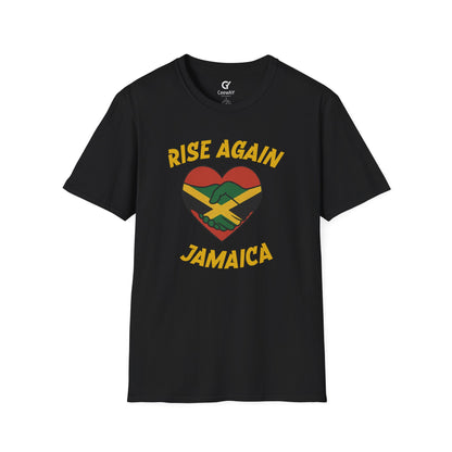 Rise Again Jamaica Campaign — Unity Heart Flag T-Shirt | Gildan 64000