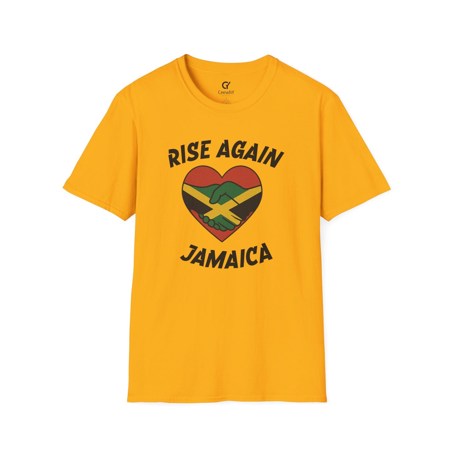 Rise Again Jamaica Campaign — Unity Heart Flag T-Shirt | Gildan 64000