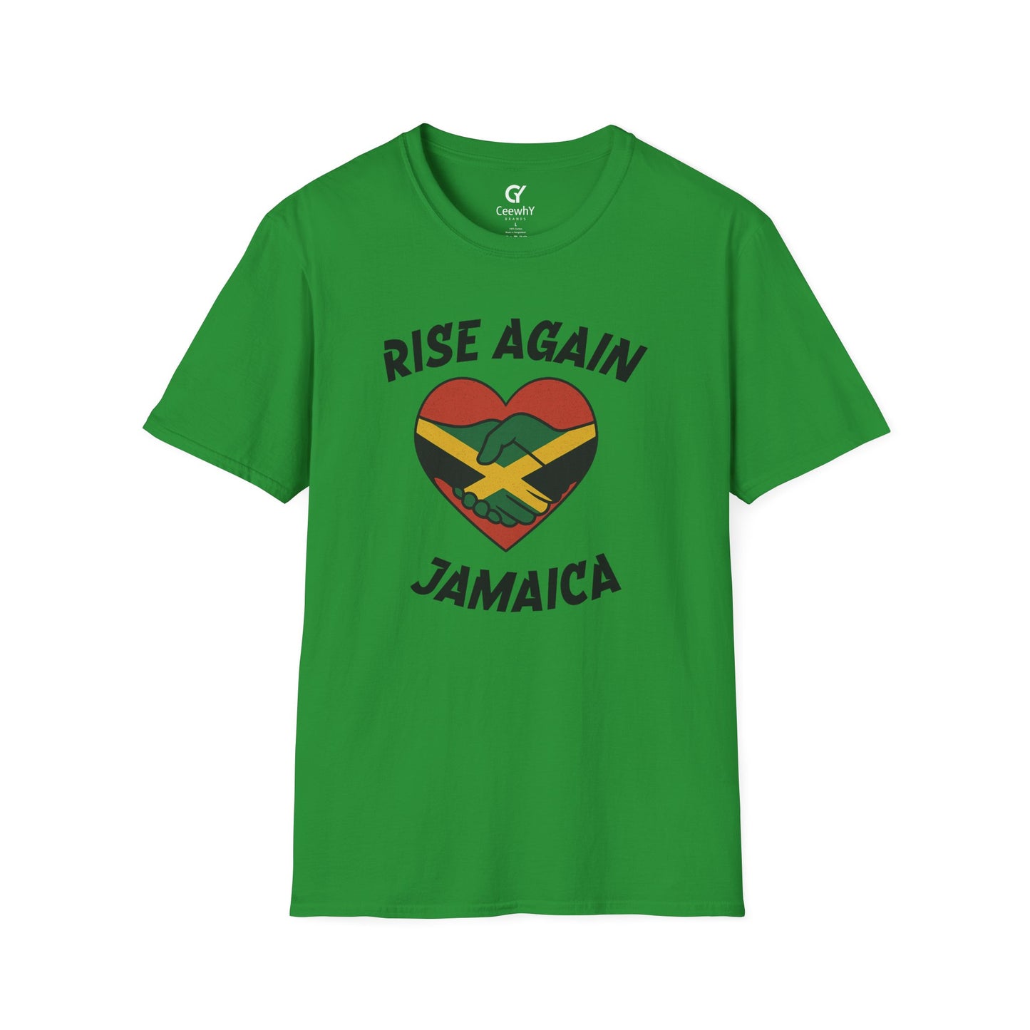 Rise Again Jamaica Campaign — Unity Heart Flag T-Shirt | Gildan 64000