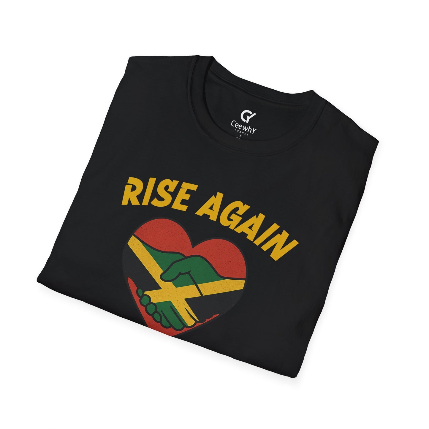 Rise Again Jamaica Campaign — Unity Heart Flag T-Shirt | Gildan 64000