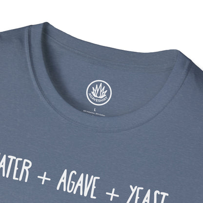 Amazing Tequila Recipe Agave Shirt — "Water + Agave + Yeast + Sergio Cruz = Amazing Tequila" | Unisex Softstyle T-Shirt